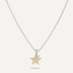 Keira Silver Mixed Star Duo Necklace - D&X Retail
