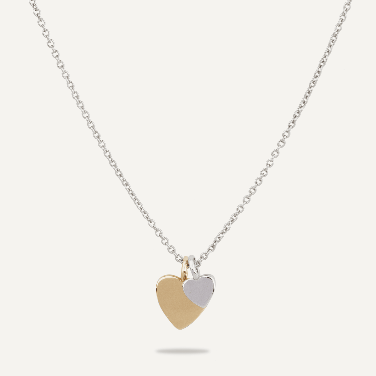 Heart Duo Delicate Necklace with Mother of Pearl