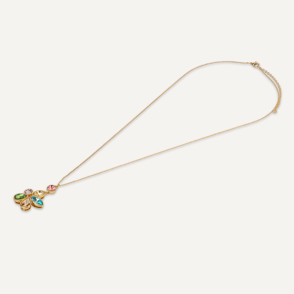 Multi-Coloured Gem & Crystal Flower Necklace - D&X Retail
