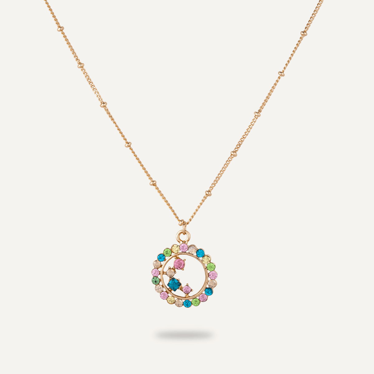 Iris Multi-Coloured Round Gem & Crystal Necklace - D&X Retail