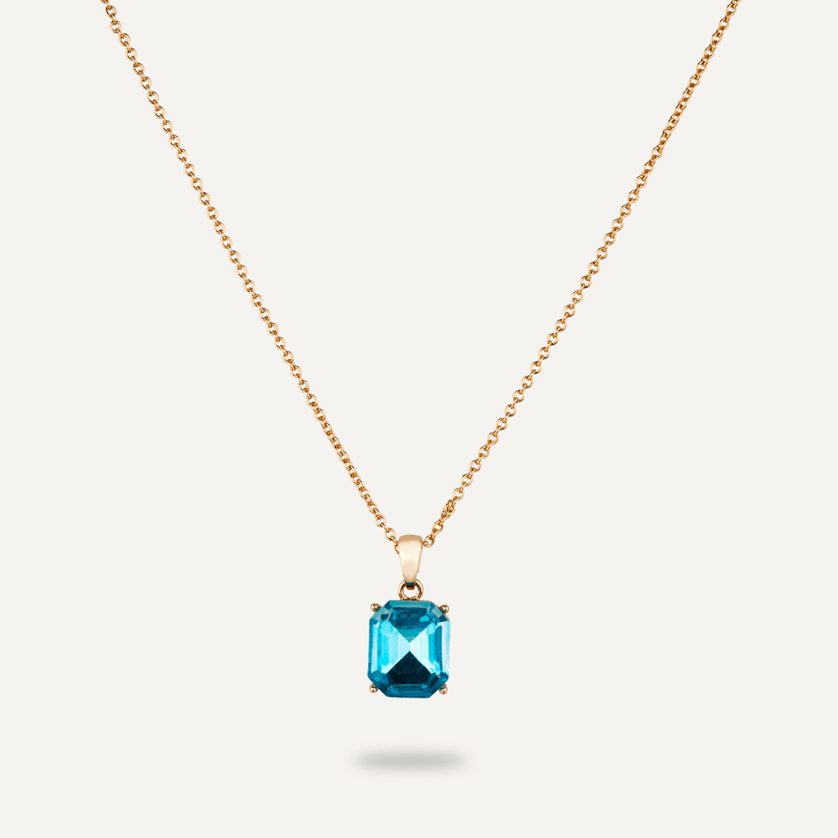 Aqua Blue Crystal Gold Chain Necklace - D&X Retail