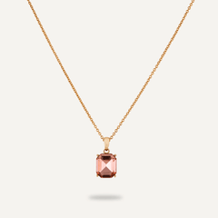 Coral Crystal Gold Chain Necklace - D&X Retail