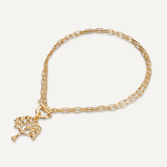 Tree Of Life Gold Chain T-Bar Necklace - D&X Retail