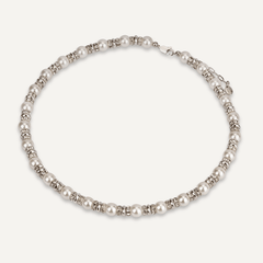 Mother Of Pearl & Silver Crystal Necklace - D&X Retail