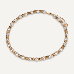 Mother Of Pearl & Gold Crystal Necklace - D&X Retail