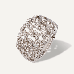 Elizabeth Crystal Contemporary Elasticated Ring In Silver - D&X Retail