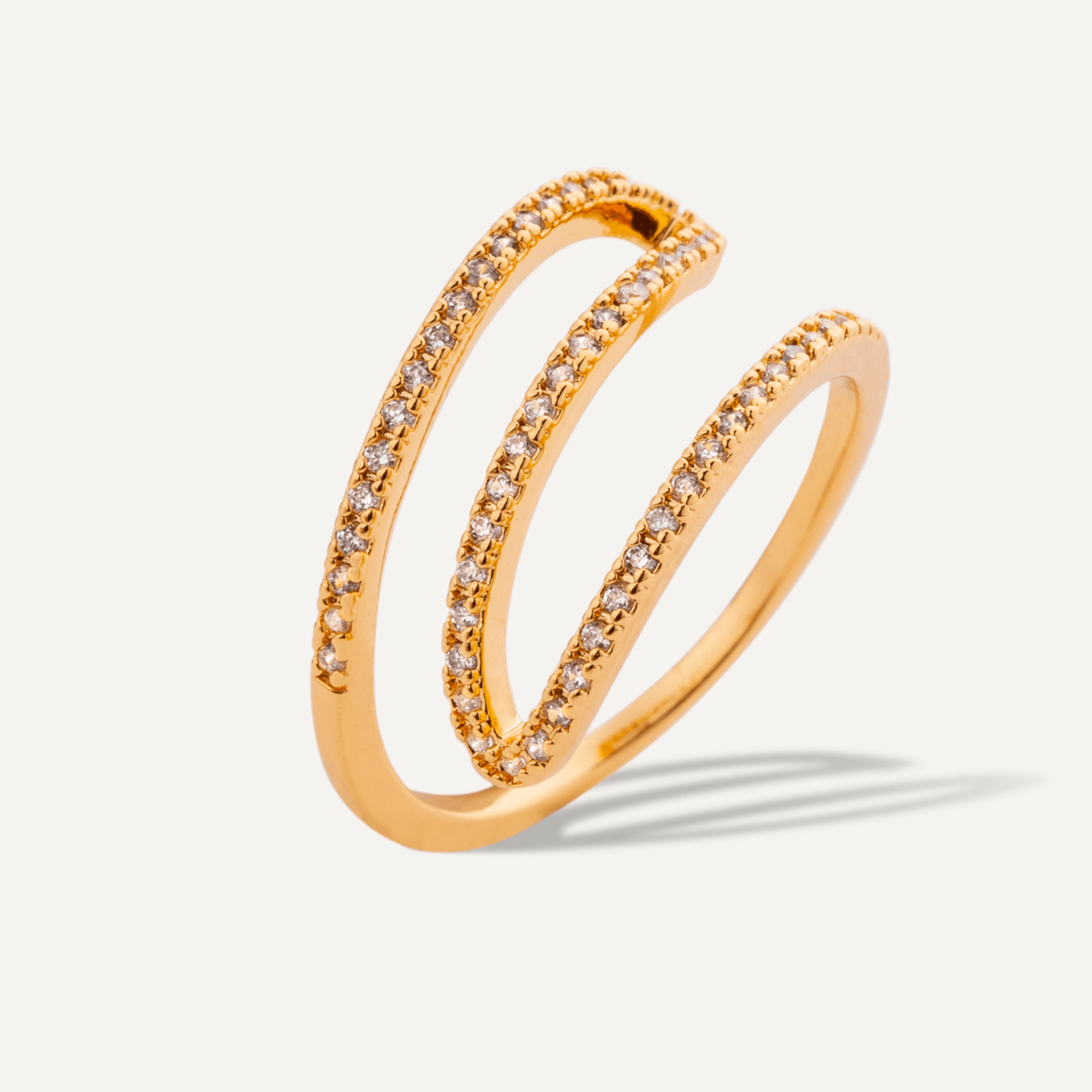 Kylie Gold Cubic Zirconia Delicate Curve Ring In Gold - D&X Retail