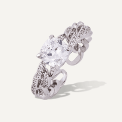 Kylie Abstract Cubic Zirconia Open Ring In Silver - D&X Retail