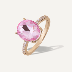 Pink Crystal Gold Ring - D&X Retail