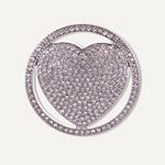 Elizabeth Silver & Crystal Heart in Circle Magnetic Brooch - D&X Retail