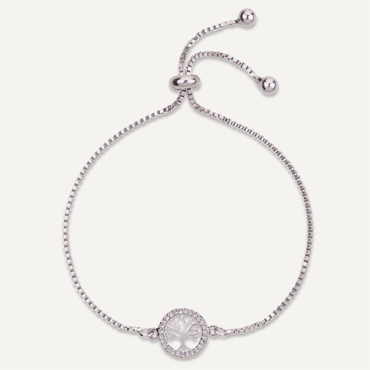 Vivienne Tree of Life Drawstring Bracelet In White Gold - D&X Retail