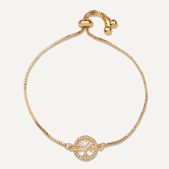 Vivienne Tree of Life Drawstring Bracelet In Gold Cubic Zirconia - D&X Retail