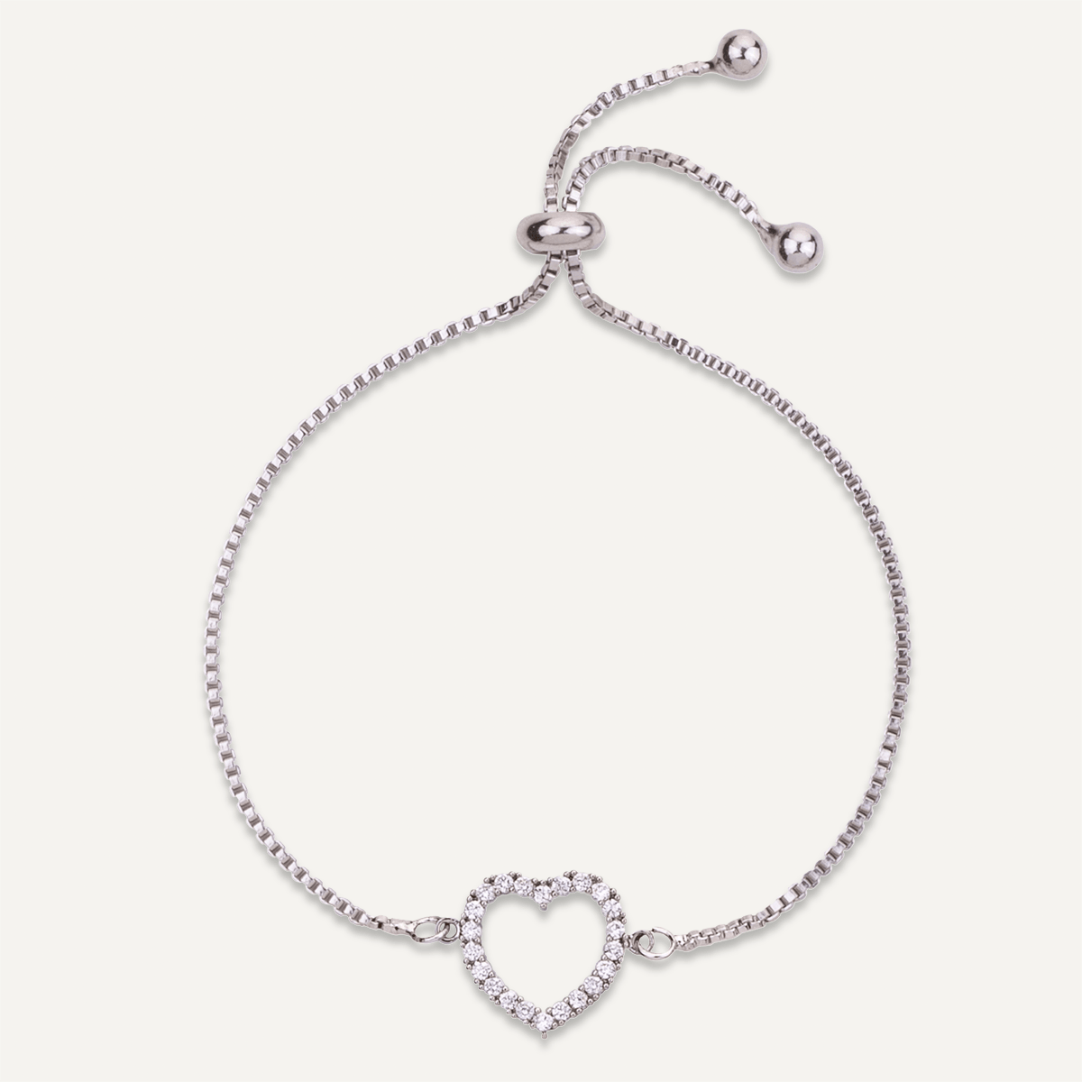 Vivienne Heart Drawstring Bracelet In White Gold - D&X Retail
