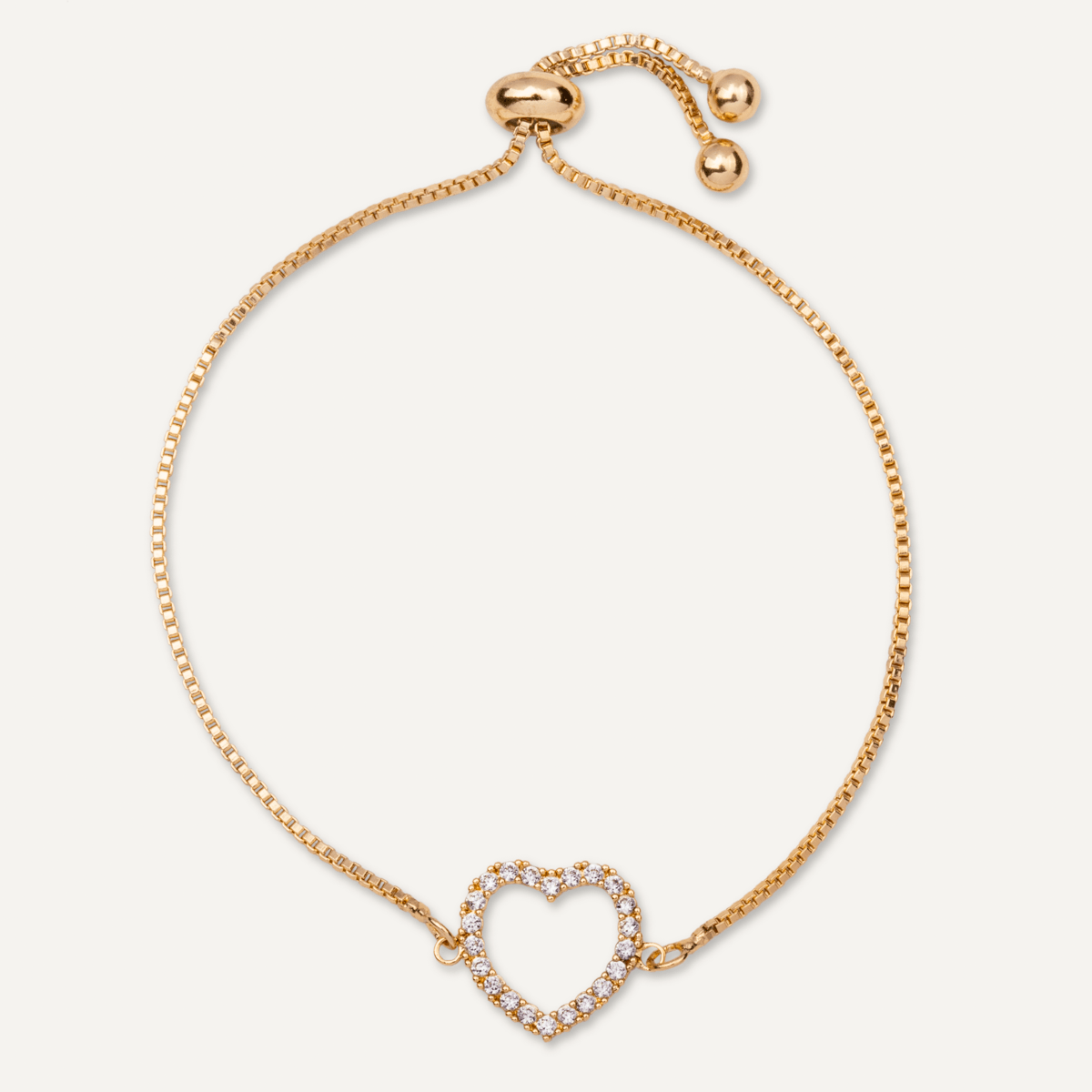 Vivienne Heart Drawstring Bracelet Gold Cubic Zirconia - D&X Retail