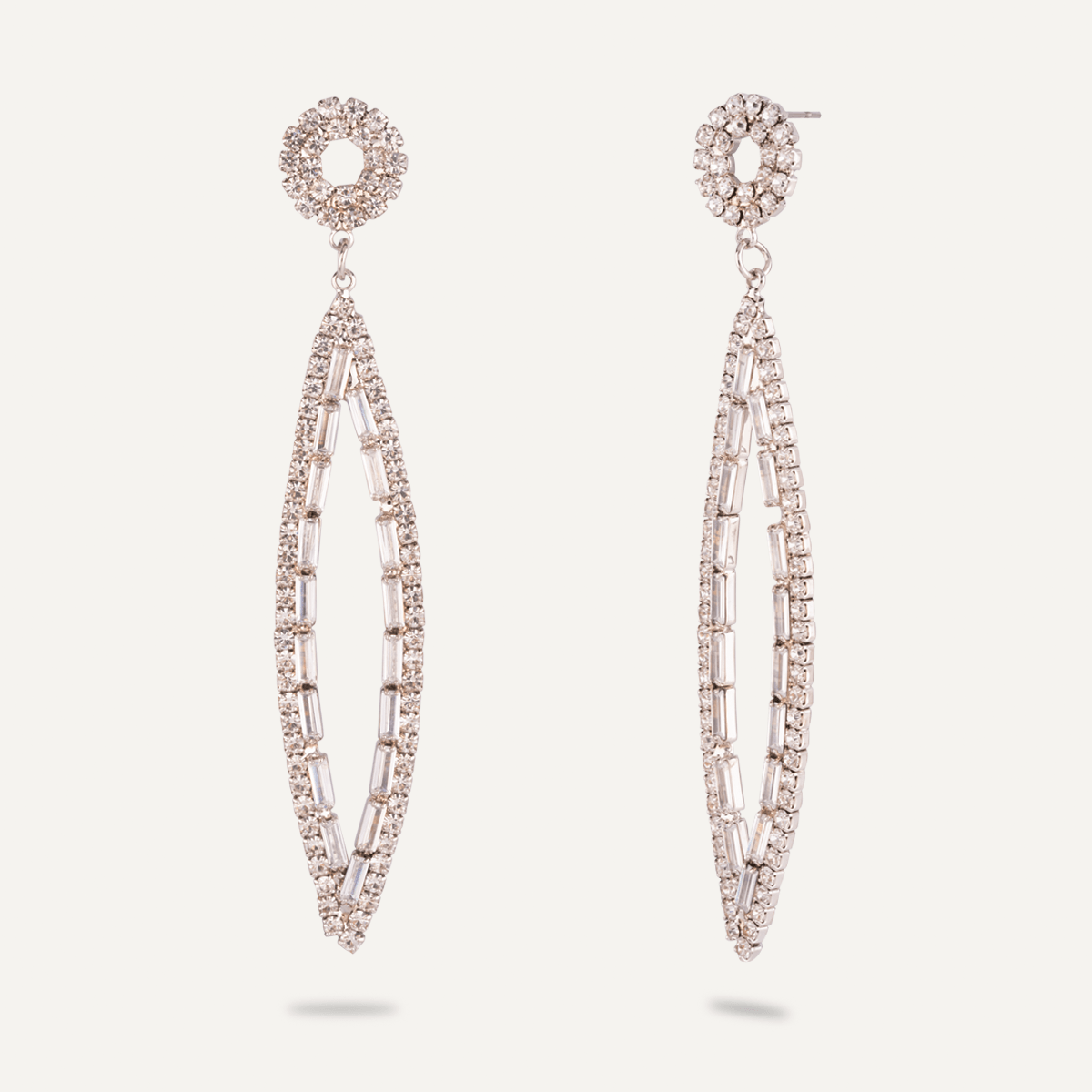 Vivienne Geometric Marquise Dangle Earrings In White Gold - D&X Retail