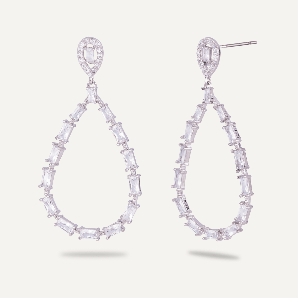 Vivienne Teardrop Hoop Dangle Earrings In White Gold - D&X Retail