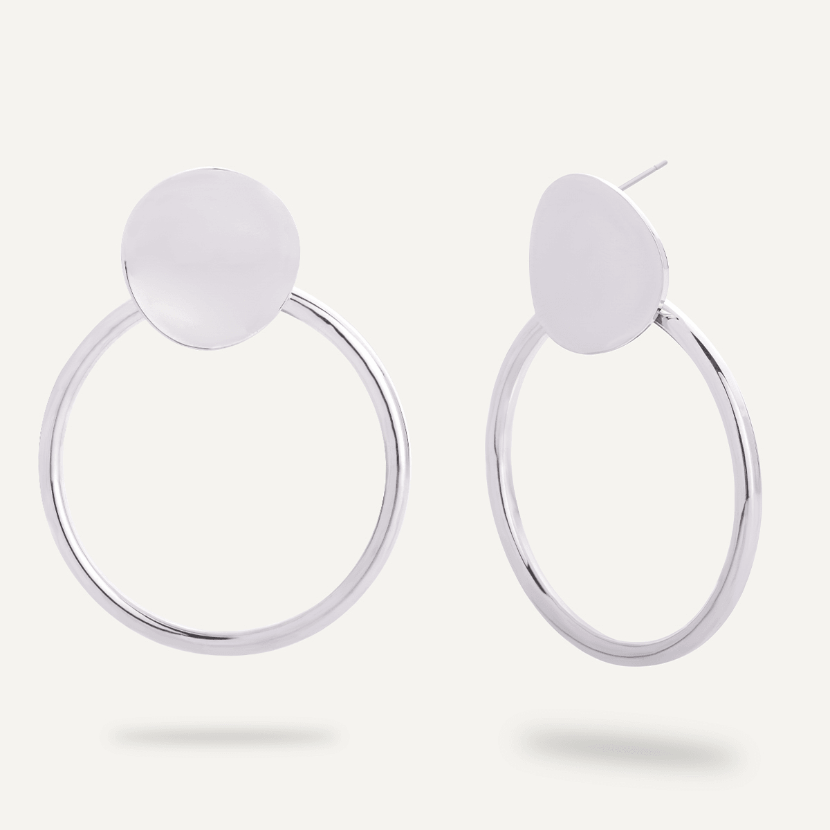 Vivienne Circle Drop Earrings In White Gold - D&X Retail