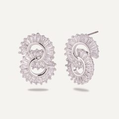 Vivienne S-Curve Earrings White Gold & Cubic Zirconia - D&X Retail
