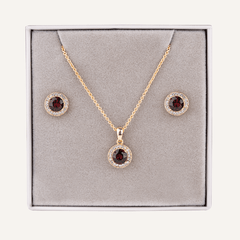 January Birthstone Necklace & Earring Set In Gold - D&X Retail