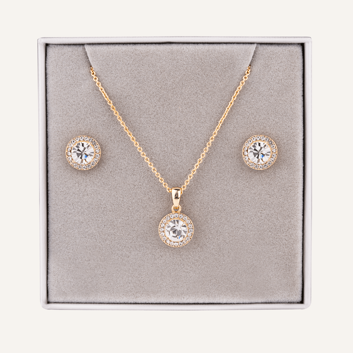 April Diamond Birthstone Necklace & Earring Set In Gold - D&X Retail