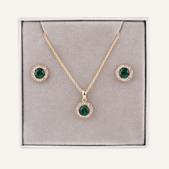 May Emerald Birthstone Necklace & Earring Set In Gold - D&X Retail