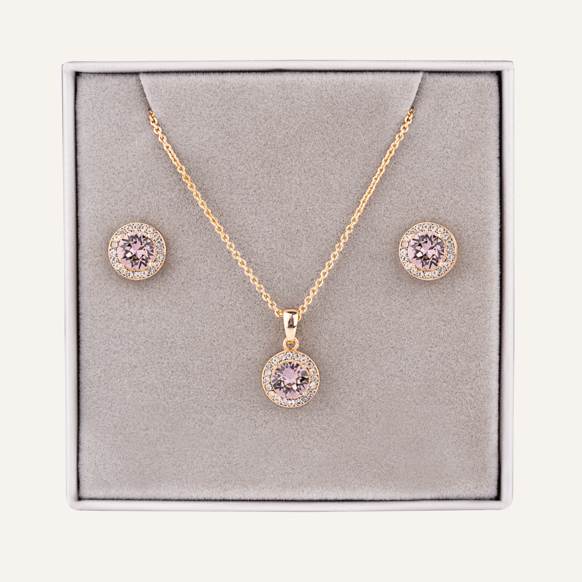June Alexandrite Birthstone Necklace & Earring Set In Gold - D&X Retail