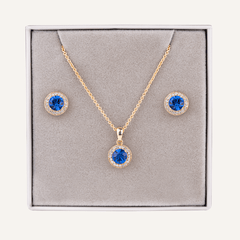 September Sapphire Birthstone Necklace & Earring Set In Gold - D&X Retail