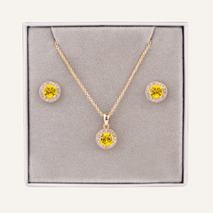 November Citrine Birthstone Necklace & Earring Set In Gold - D&X Retail