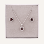 January Birthstone Necklace & Earring Set In Silver - D&X Retail