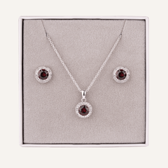 January Birthstone Necklace & Earring Set In Silver - D&X Retail