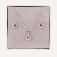 October Tourmaline Birthstone Necklace & Earring Set In Silver - D&X Retail