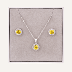 November Citrine Birthstone Necklace & Earring Set In Silver - D&X Retail