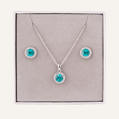 December Zircon Birthstone Necklace & Earring Set In Silver - D&X Retail
