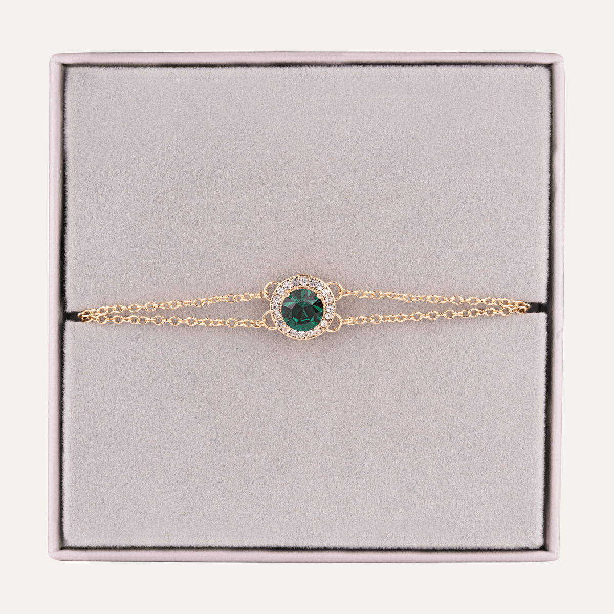 May Emerald Birthstone Clasp Bracelet In Gold Cubic Zirconia - D&X Retail