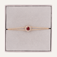 July Ruby Birthstone Clasp Bracelet In Gold Cubic Zirconia - D&X Retail