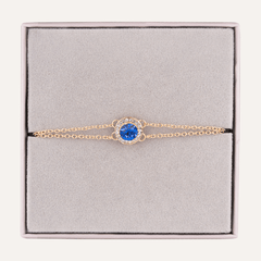 September Sapphire Birthstone Clasp Bracelet In Gold Cubic Zirconia - D&X Retail