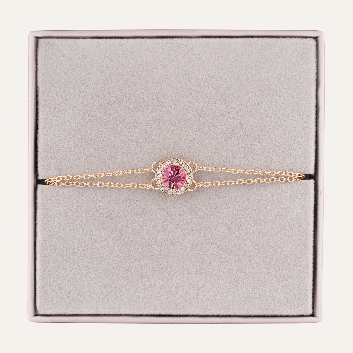 October Tourmaline Birthstone Clasp Bracelet In Gold Cubic Zirconia - D&X Retail