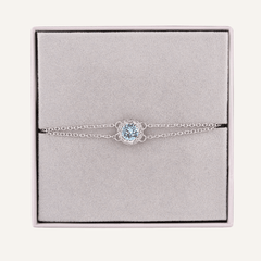 March Aquamarine Birthstone Clasp Bracelet Cubic Zirconia in Silver - D&X Retail