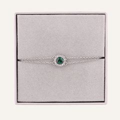 May Emerald Birthstone Clasp Bracelet In Silver Cubic Zirconia - D&X Retail
