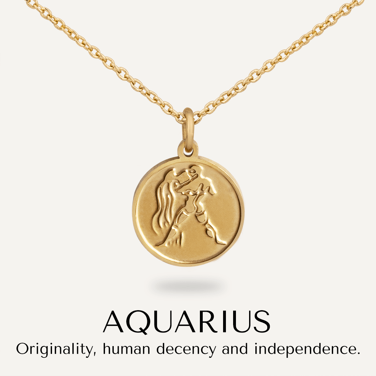 Aquarius Zodiac Necklace in Gold (Jan 20 – Feb 18) - D&X Retail