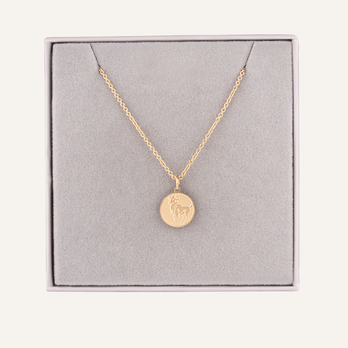 Detailed view of Aries Zodiac Necklace In Gold (March 21-April 19)