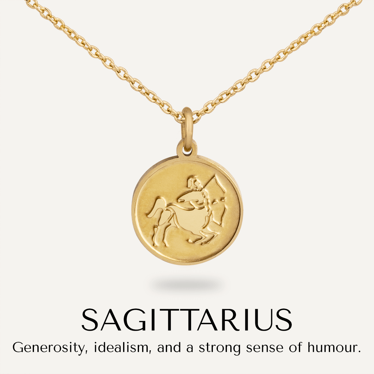 Sagittarius Zodiac Star Sign Necklace In Gold (November 22 – December 21) - D&X Retail