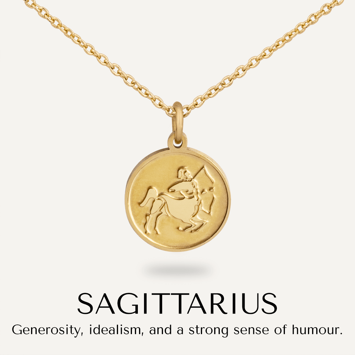 Sagittarius Zodiac Star Sign Necklace In Gold Tone November 22 Dece