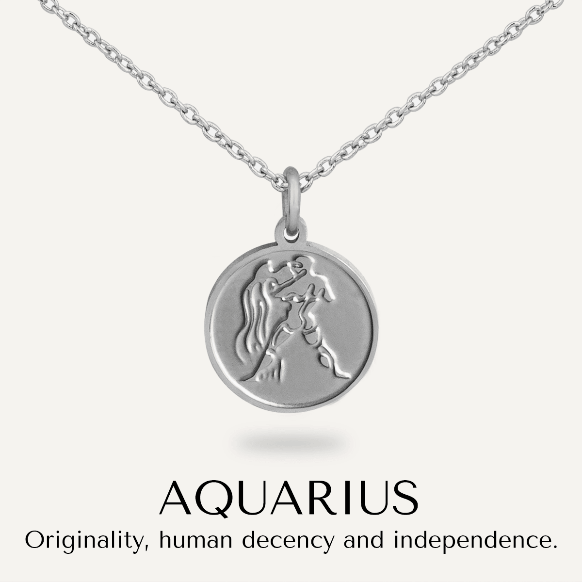 Aquarius Zodiac Necklace In Silver (Jan 20 – Feb 18) - D&X Retail