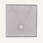 Close-up view of Scorpio Zodiac Star Sign Necklace in Silver (October 23 – November 21)