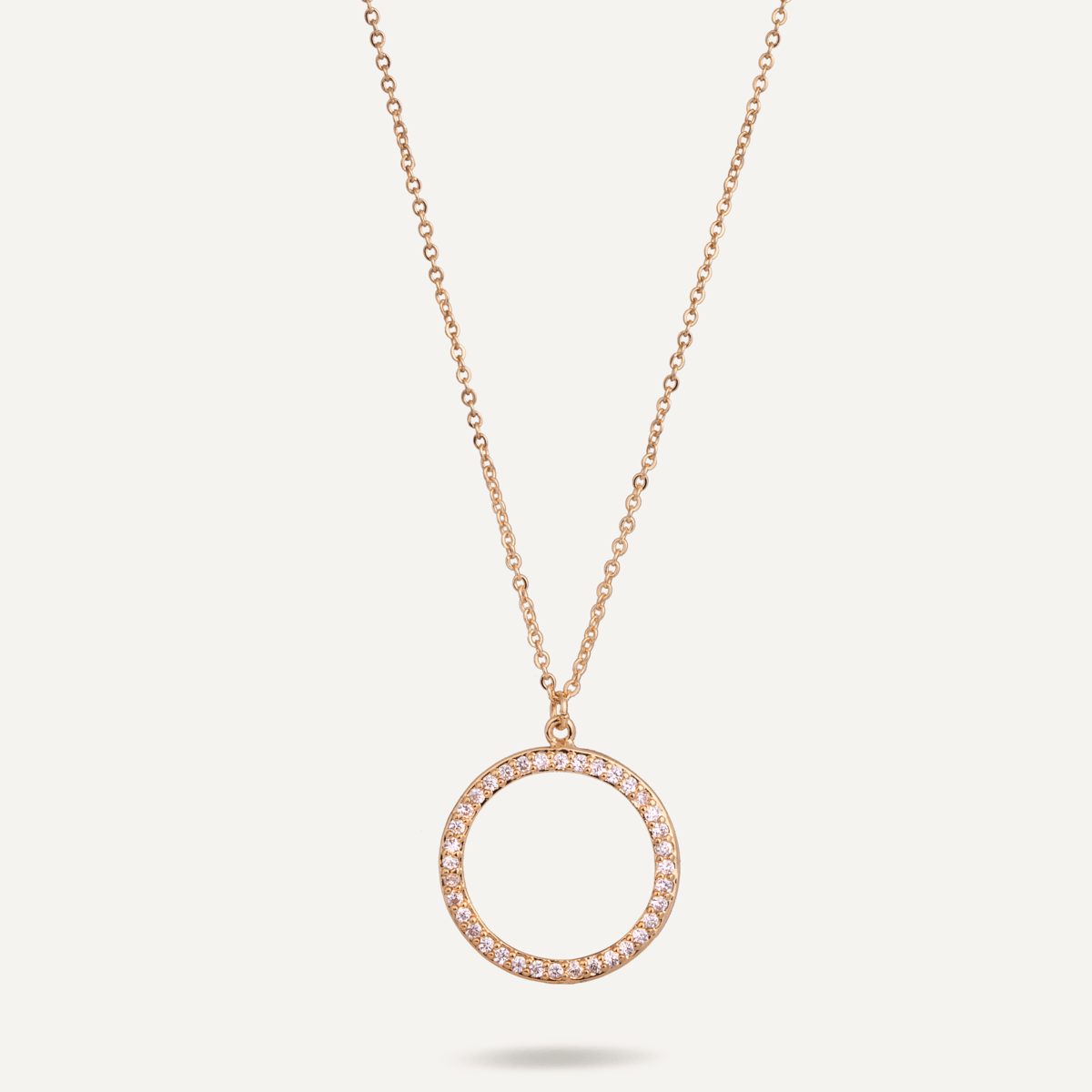 Vivienne Circle Pendant Necklace in Gold & Cubic Zirconia - D&X Retail