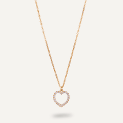 Vivienne Heart Pendant Necklace in Gold & Cubic Zirconia - D&X Retail